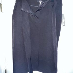 NEW WT Apt. 9 Womens Size 12 Woven Tie Front Skirt Zipper Front Slit Black